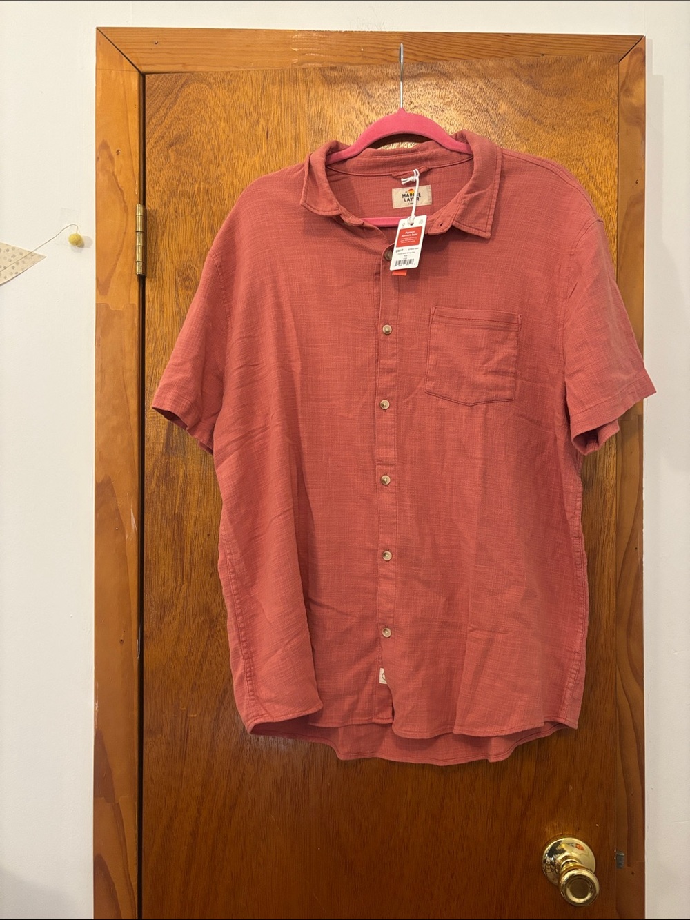 NWT Marine Layer Men's Classic Stretch Selvage Short Sleeve Button-Down Shirt
